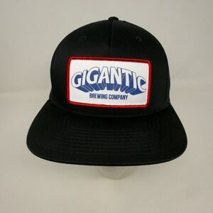 Gigantic Brewing Company Black Snapback Hat Flat Brim Patch Cap Mens OSFM